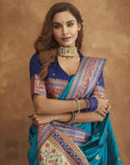 Vedant Vastram Rama Color Paithani Silk Saree - Rama