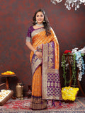 Vedant Vastram Mustard Color Kanjeevaram Patola Silk Saree - Mustard
