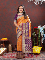 Vedant Vastram Mustard Color Kanjeevaram Patola Silk Saree - Mustard