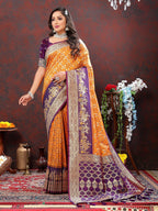 Vedant Vastram Mustard Color Kanjeevaram Patola Silk Saree - Mustard