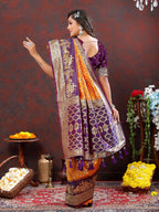 Vedant Vastram Mustard Color Kanjeevaram Patola Silk Saree - Mustard
