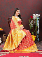 Vedant Vastram Orange Color Kanjeevaram Patola Silk Saree - Orange