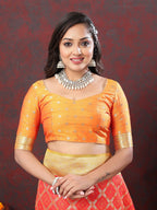 Vedant Vastram Orange Color Kanjeevaram Patola Silk Saree - Orange
