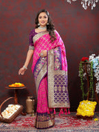 Vedant Vastram Pink Color Kanjeevaram Patola Silk Saree - Pink