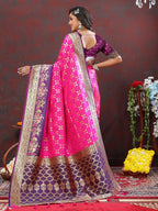 Vedant Vastram Pink Color Kanjeevaram Patola Silk Saree - Pink