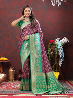 Vedant Vastram Purple Color Kanjeevaram Patola Silk Saree - Purple