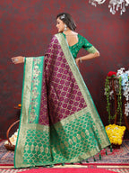 Vedant Vastram Purple Color Kanjeevaram Patola Silk Saree - Purple