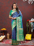 Vedant Vastram Royal Blue Color Kanjeevaram Patola Silk Saree - Royal Blue