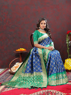 Vedant Vastram Royal Blue Color Kanjeevaram Patola Silk Saree - Royal Blue