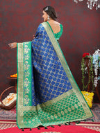 Vedant Vastram Royal Blue Color Kanjeevaram Patola Silk Saree - Royal Blue