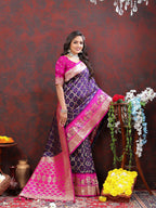 Vedant Vastram Violet Color Kanjeevaram Patola Silk Saree - Violet