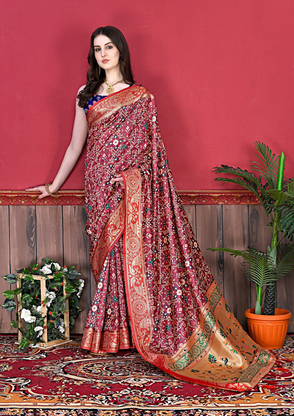 Vedant Vastram Maroon Color Kanjeevaram Silk Saree - Maroon