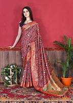 Vedant Vastram Maroon Color Kanjeevaram Silk Saree - Maroon
