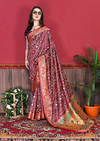 Vedant Vastram Maroon Color Kanjeevaram Silk Saree - Maroon