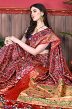 Vedant Vastram Maroon Color Kanjeevaram Silk Saree - Maroon