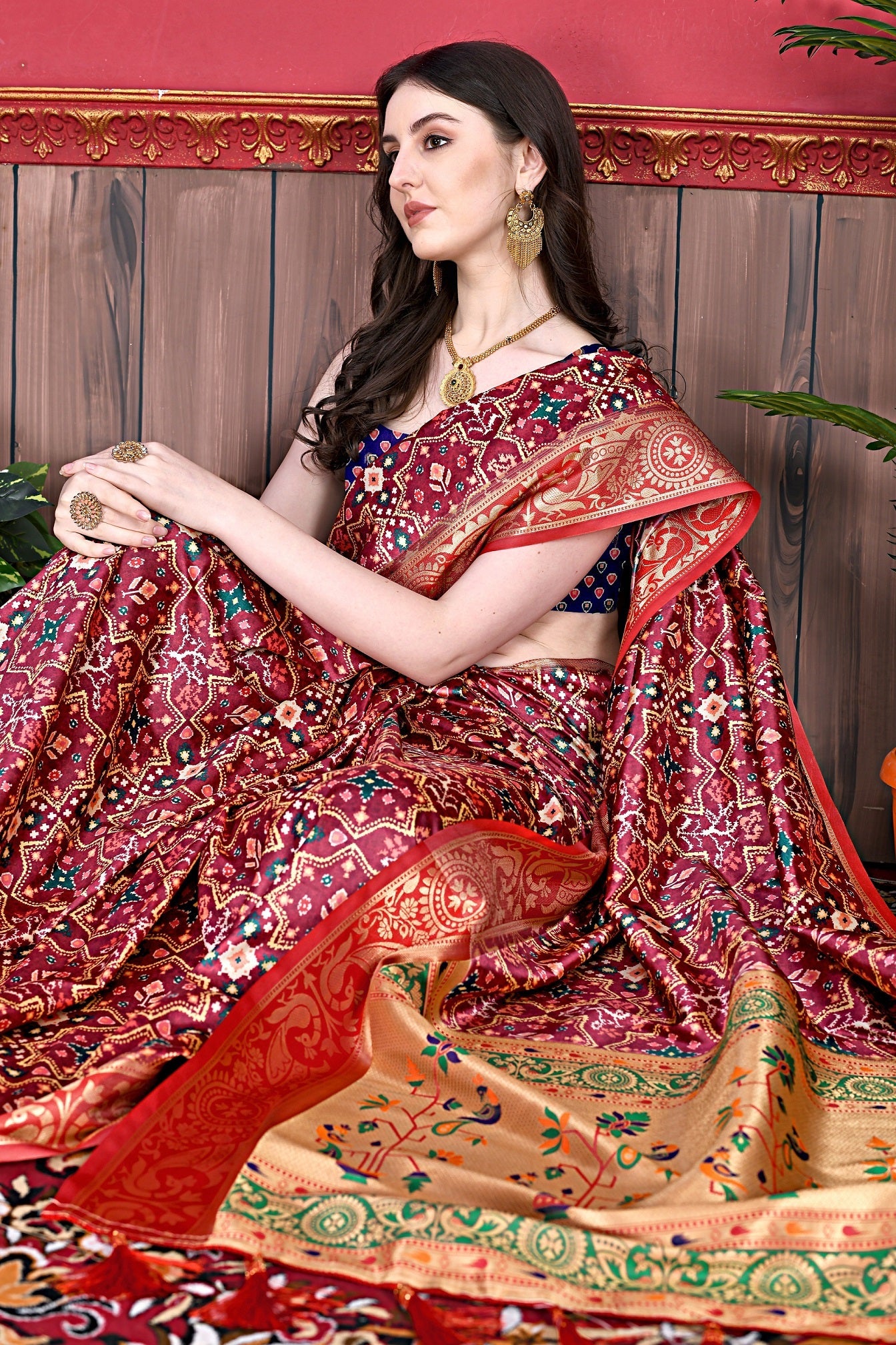Vedant Vastram Maroon Color Kanjeevaram Silk Saree - Maroon