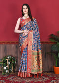 Vedant Vastram Navy Blue Color Kanjeevaram Silk Saree - Navy Blue