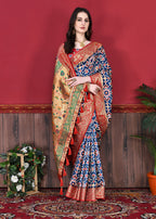 Vedant Vastram Navy Blue Color Kanjeevaram Silk Saree - Navy Blue