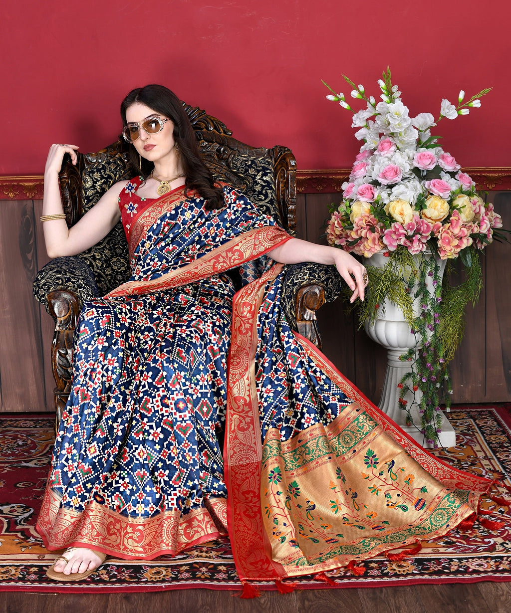 Vedant Vastram Navy Blue Color Kanjeevaram Silk Saree - Navy Blue