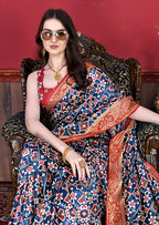Vedant Vastram Navy Blue Color Kanjeevaram Silk Saree - Navy Blue