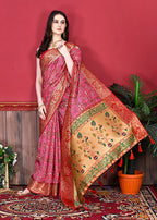 Vedant Vastram Pink Color Kanjeevaram Silk Saree - Pink