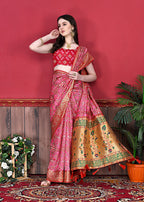 Vedant Vastram Pink Color Kanjeevaram Silk Saree - Pink