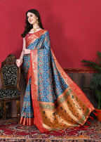 Vedant Vastram Royal Blue Color Kanjeevaram Silk Saree - Royal Blue