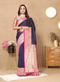 Vedant Vastram Navy Blue Color Kanjeevaram Silk Saree - Navy Blue - Distacart