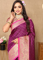 Vedant Vastram Purple Color Kanjeevaram Silk Saree - Purple - Distacart