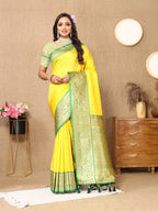 Vedant Vastram Yellow Color Kanjeevaram Silk Saree - Yellow - Distacart