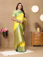 Vedant Vastram Yellow Color Kanjeevaram Silk Saree - Yellow - Distacart