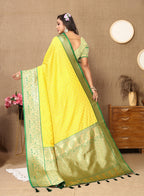 Vedant Vastram Yellow Color Kanjeevaram Silk Saree - Yellow - Distacart