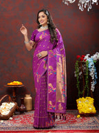 Vedant Vastram Purple Color Paithani Silk Saree - Purple