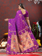 Vedant Vastram Purple Color Paithani Silk Saree - Purple
