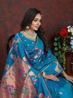 Vedant Vastram Rama Color Paithani Silk Saree - Rama