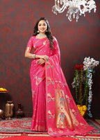 Vedant Vastram Rani Pink Color Paithani Silk Saree - Rani Pink