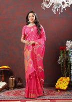 Vedant Vastram Rani Pink Color Paithani Silk Saree - Rani Pink