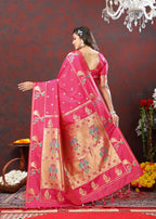 Vedant Vastram Rani Pink Color Paithani Silk Saree - Rani Pink