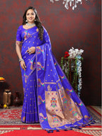 Vedant Vastram Royal Blue Color Paithani Silk Saree - Royal Blue