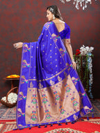 Vedant Vastram Royal Blue Color Paithani Silk Saree - Royal Blue