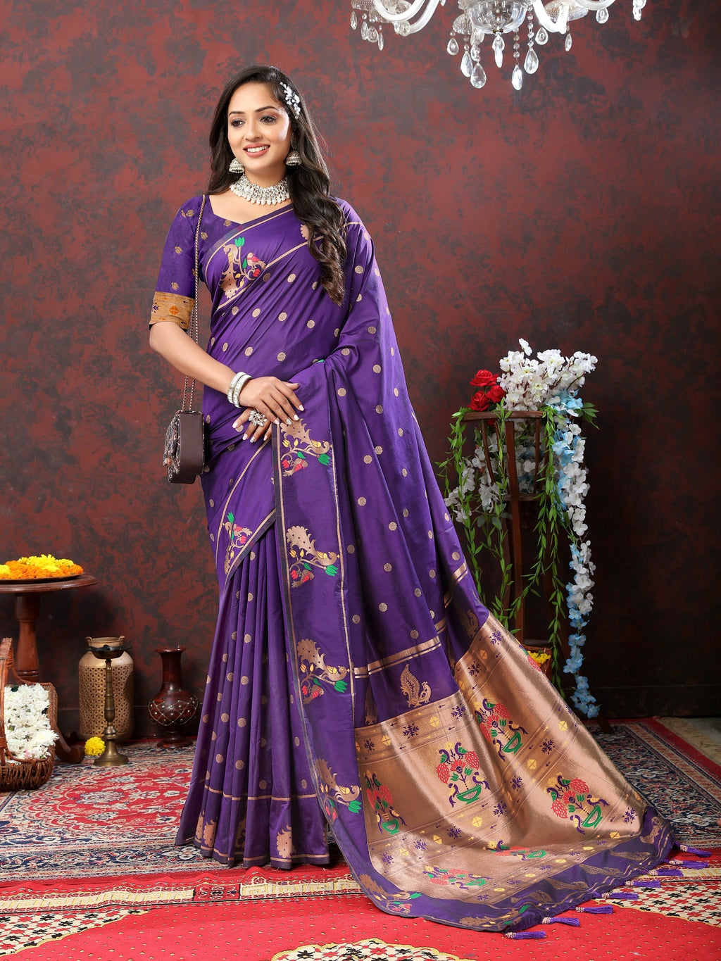 Vedant Vastram Violet Color Paithani Silk Saree - Violet