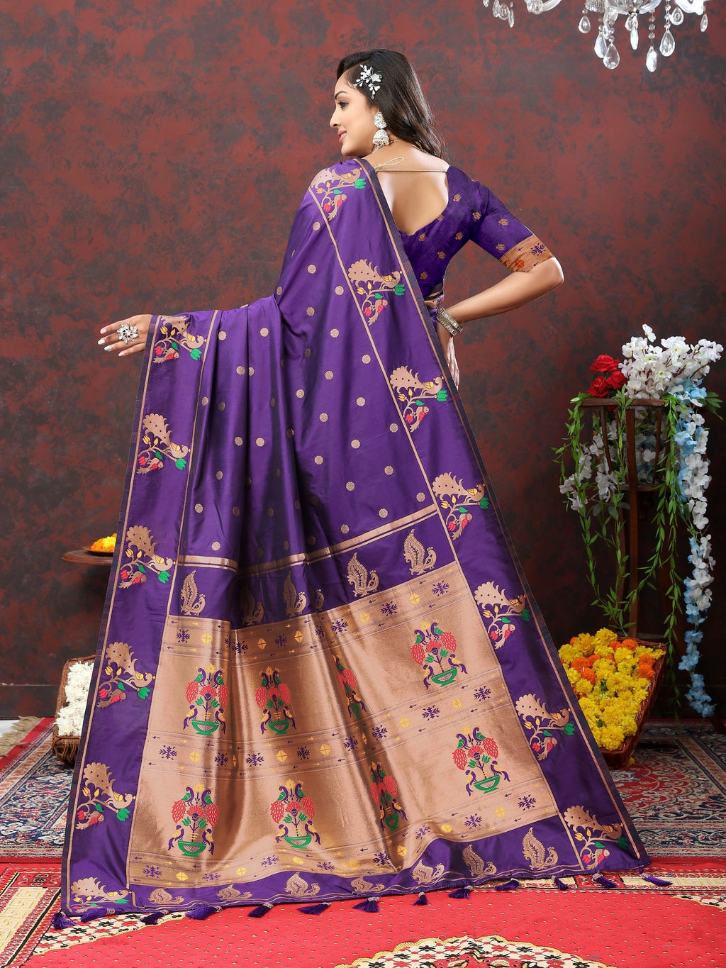 Vedant Vastram Violet Color Paithani Silk Saree - Violet