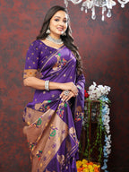 Vedant Vastram Violet Color Paithani Silk Saree - Violet