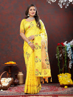 Vedant Vastram Yellow Color Paithani Silk Saree - Yellow