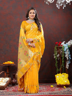 Vedant Vastram Mustard Color Paithani Silk Saree - Mustard