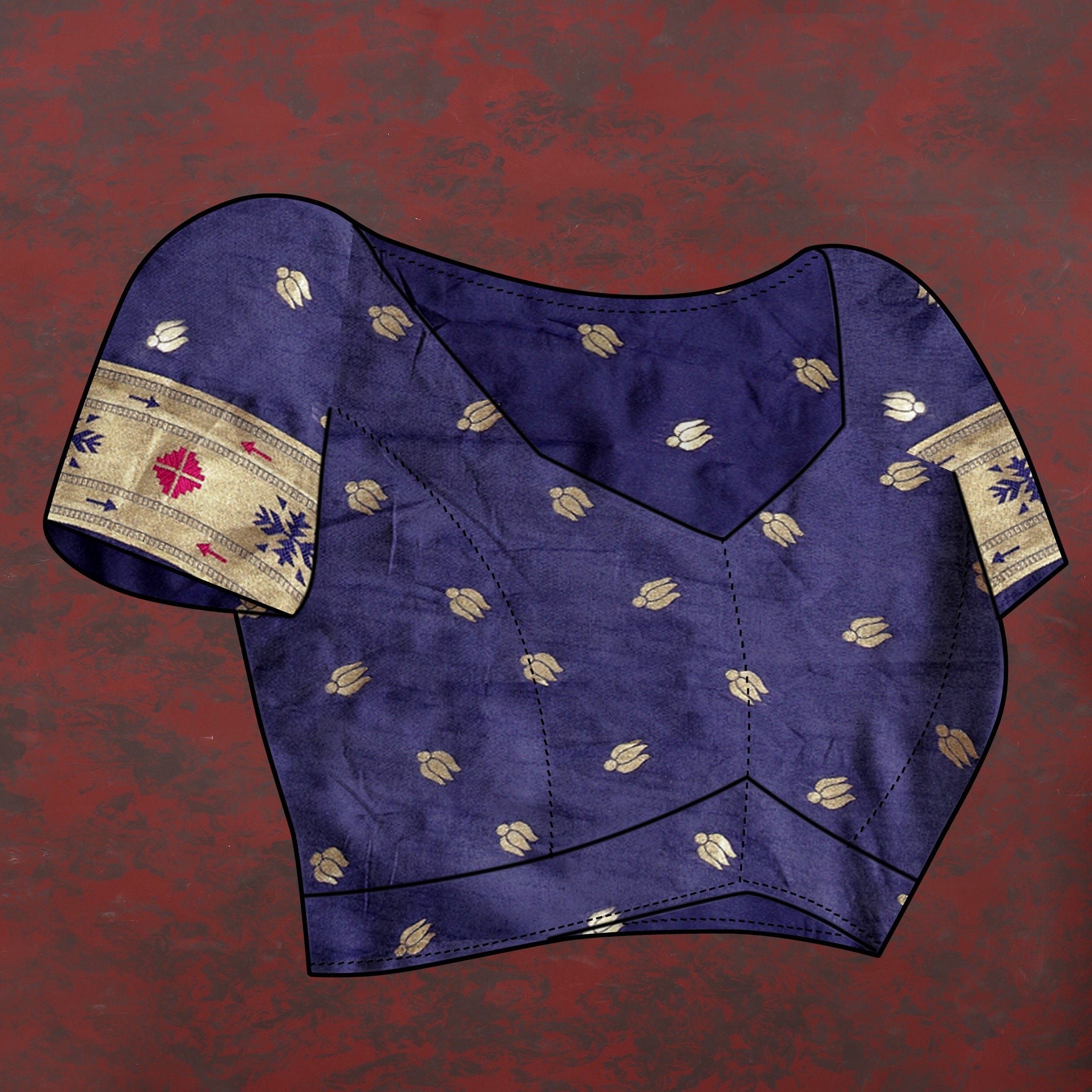 Vedant Vastram Navy Blue Color Paithani Silk Saree - Navy Blue