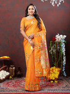 Vedant Vastram Orange Color Paithani Silk Saree - Orange