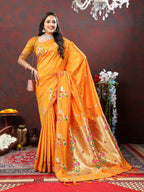 Vedant Vastram Orange Color Paithani Silk Saree - Orange