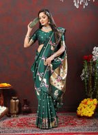 Vedant Vastram Rama Color Paithani Silk Saree - Rama