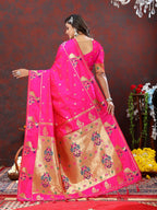 Vedant Vastram Rani Pink Color Paithani Silk Saree - Rani Pink